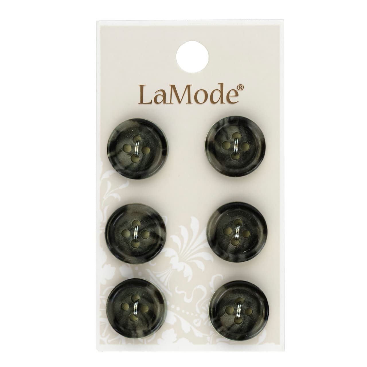 LaMode 5/8" Grey 4-Hole Buttons, 6ct.
